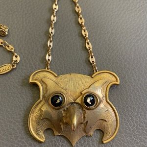 Owl Head with Crystal Eyes Necklace
